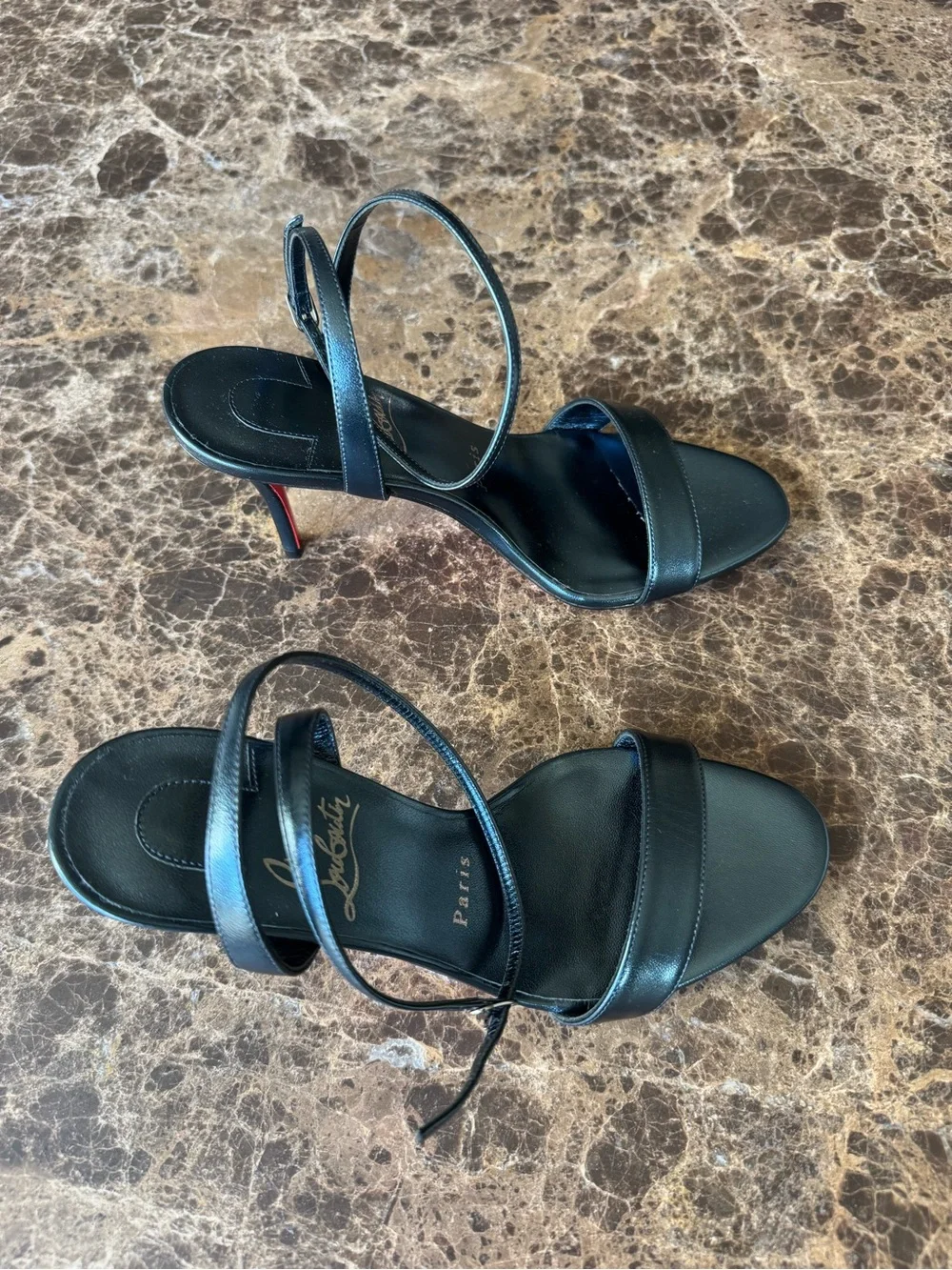 Christian Louboutin miss z sandal last night metallic blue stiletto sz 37.5